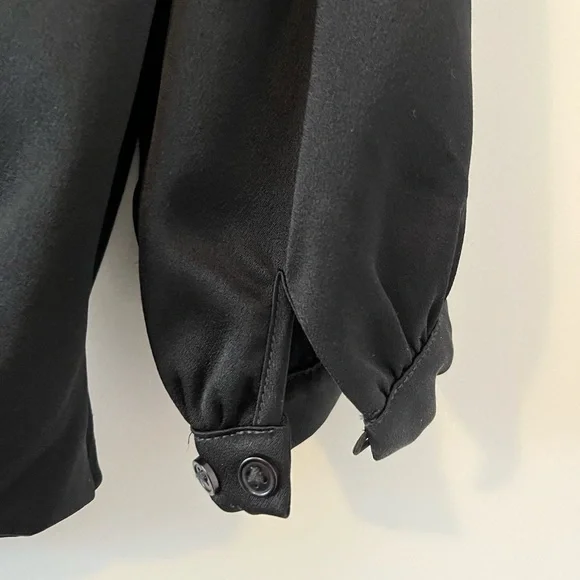 Kookai Size 34 Size 6 Black Crop 3/4 Sleeve Blouse Women’s Top Zip Back - Picture 5 of 14